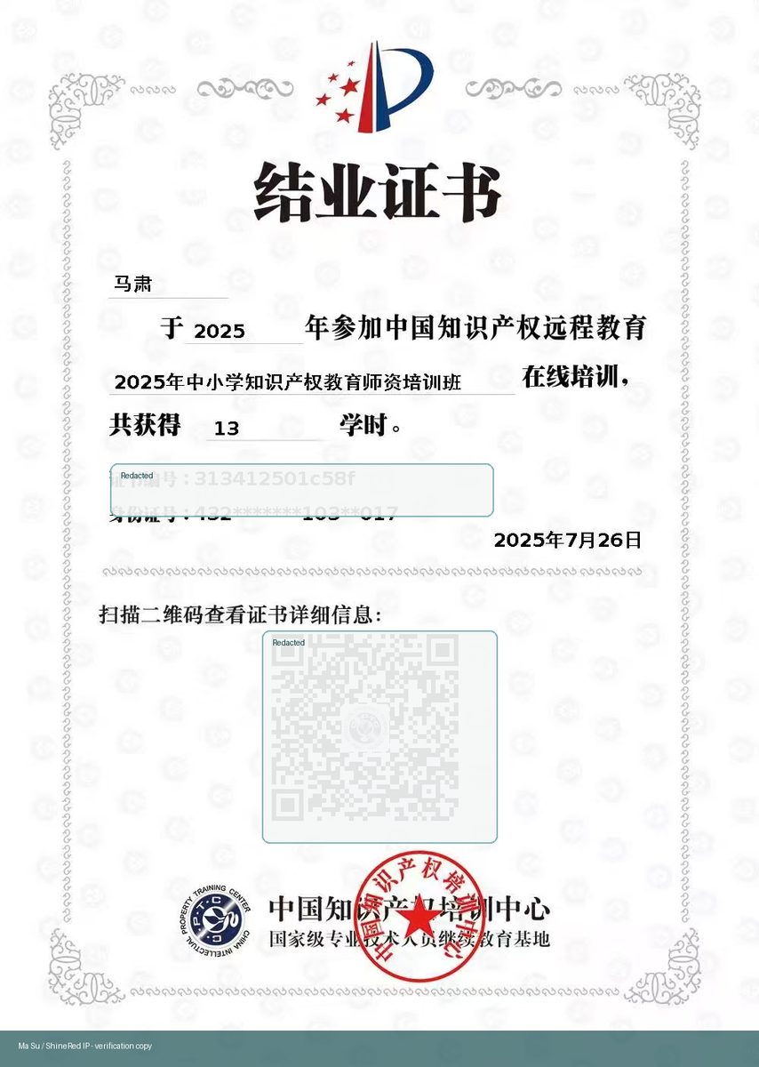 IP Education Teacher Training certificate